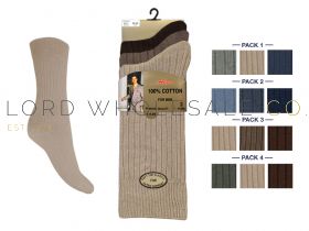 Mens 6-11 3 Pair Pack 100% Cotton Socks