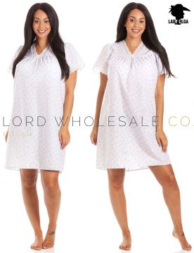 Ladies English Made Poly Cotton V-Neck Nightdress by Lady Olga