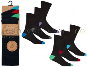 Men's Bamboo Coloured Toe and Heel Socks by Pandasick 12 x 3 pair packs