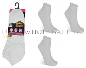Ladies White Cotton Rich Trainer Socks 3 Pair Pack 4-8 by Pro Hike