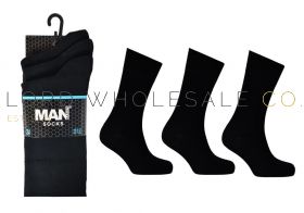 Men's Black 3 Pair Pack Cotton Rich Socks by MAN 1 dozen