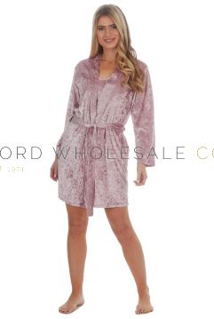 Ladies Pink Crushed Velvet Robe by Forever Dreaming, 6 Pieces