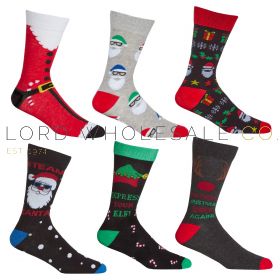 Mens Festive Christmas Socks 6-11, 6 pairs