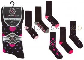 41B587 Ladies Spot and Heart Non Elastic Socks