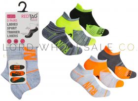 Ladies Cushion Sole Arch Support Sports Trainer Liner Run, Jog, Walk Socks 3 Pair Pack by Red Tag 3doz