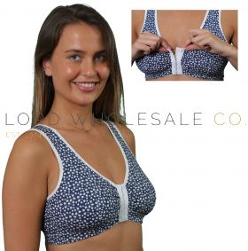 CB222 Blue Floral Front Fastening Bra