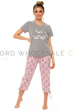 Ladies Jersey Popcorn Cropped Leg Pyjama By Follow That Dream 6 Pieces