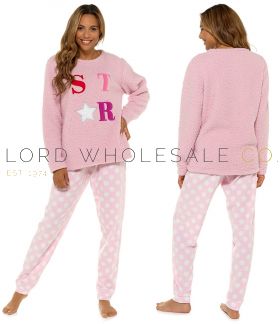 Ladies Fleece Star Applique Pyjama Set by Foxbury, 6 Pieces.