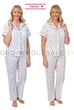 Poly Cotton Penny Floral Short Sleeve Pyjama MN14 by Marlon