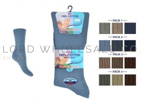 Mens Non Elastic 6-11 3 Pair Pack 100% Cotton Socks