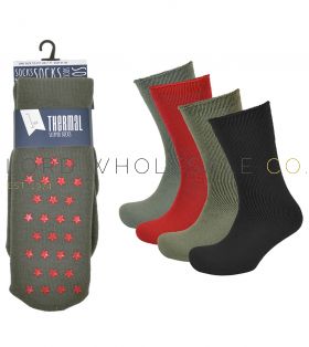 Mens Thermal Non Skid Slipper Socks 12 Pairs