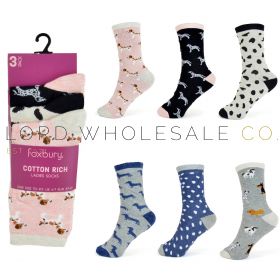 Ladies Cotton Rich Socks by Foxbury 3 pair pack 12 pairs