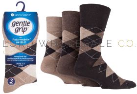 SOMRJ Men's Argyle Browns Gentle Grip Socks