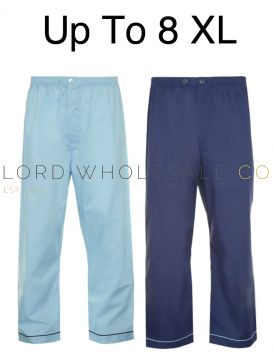 PLUS SIZE 2 Pack Mens Pyjama Trousers Poly Cotton Up To 8XL by Kingsclub