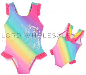 09C029 Toddlers Rainbow Unicorn Swimsuits