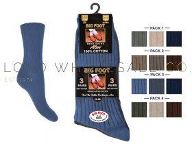 Mens Big Foot 11-14 3 Pair Pack 100% Cotton Socks