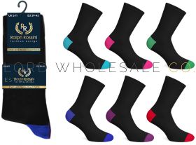 Men's Coloured Heel & Toe Socks, by Ralph Rossini, 12 Pairs