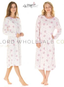 Floral Bouquet Long Sleeve Nightdress By La Marquise 8 Pieces