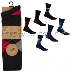 Men's Bamboo Argyle Non Elastic Socks by Pierre Roche 36 pairs