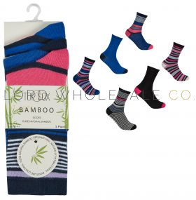 41B520 Ladies Bamboo Stripe Socks by Top Sox