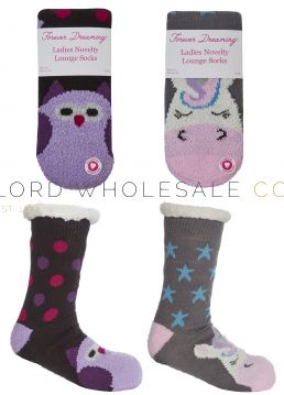 41B569 Cosy Animal Sliper Socks