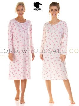 Blossom Ladies Floral Jersey Long Sleeved Nightdresses by Lady Olga