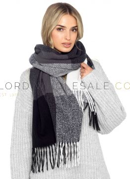 Ladies Grey Checked Soft Blanket Scarf 12 pieces