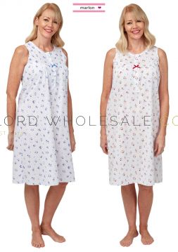 Poly Cotton Penny Floral Sleeveless Nightdress MN16 by Marlon