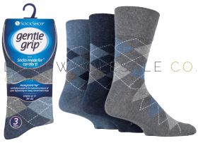 SOMRJ38 Men's Argyle Blues Gentle Grip Socks