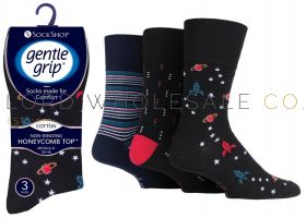 Mens Fun Feet Assorted Gentle Grip 3 Pack Socks by Sock Shop